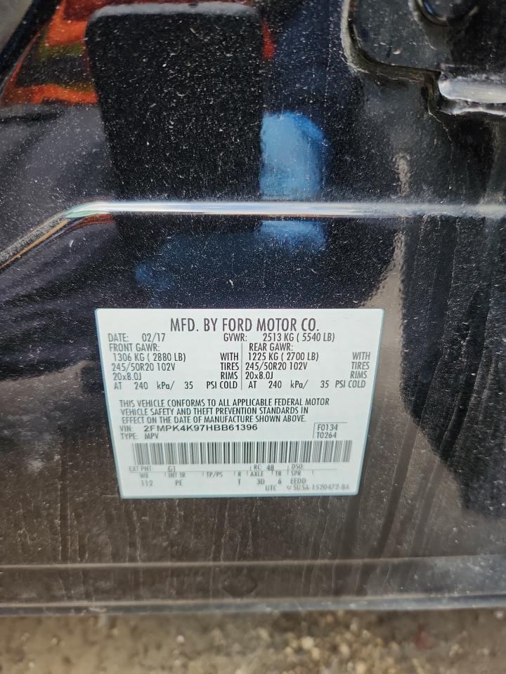 2017 Ford Edge Titanium VIN: 2FMPK4K97HBB61396 Lot: 69933805