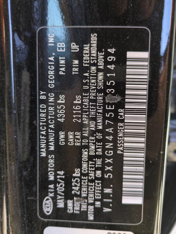 2014 Kia Optima Ex VIN: 5XXGN4A75EG351494 Lot: 68046895