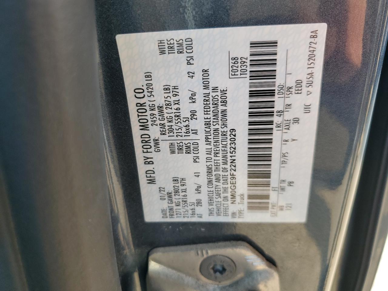 2022 Ford Transit Connect Xlt VIN: NM0GE9F22N1523029 Lot: 67098405