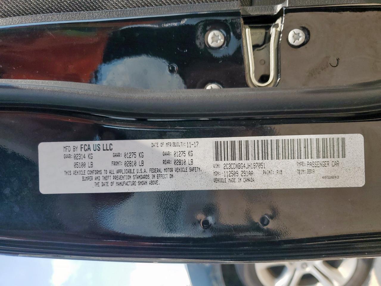 2018 Dodge Charger Sxt VIN: 2C3CDXBG4JH197051 Lot: 68173875