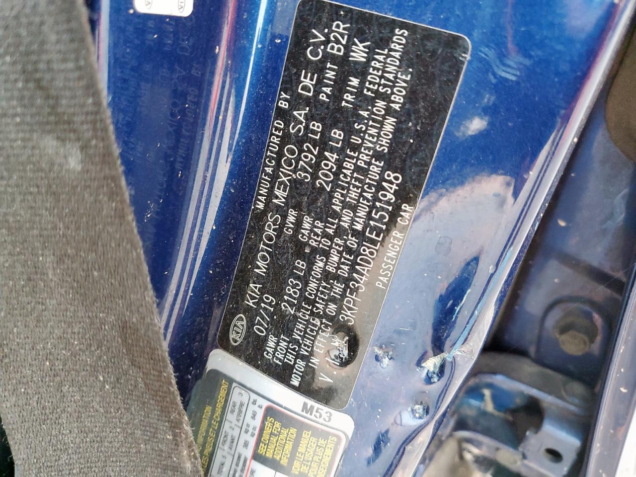 2020 Kia Forte Gt Line VIN: 3KPF34AD8LE151948 Lot: 70001835