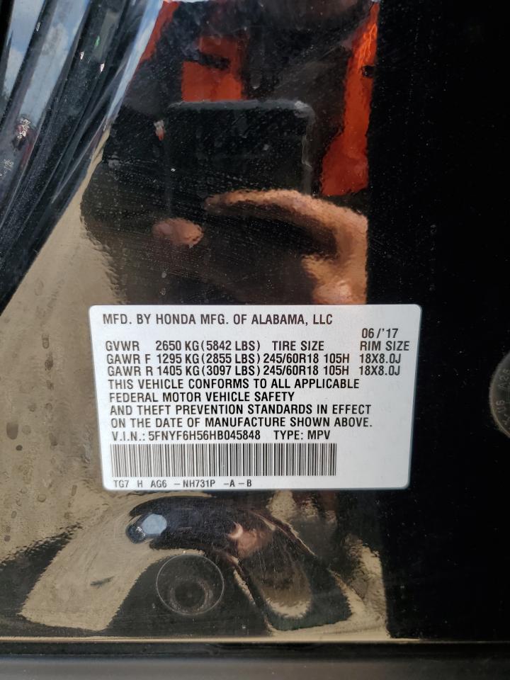 2017 Honda Pilot Exl VIN: 5FNYF6H56HB045848 Lot: 68819895