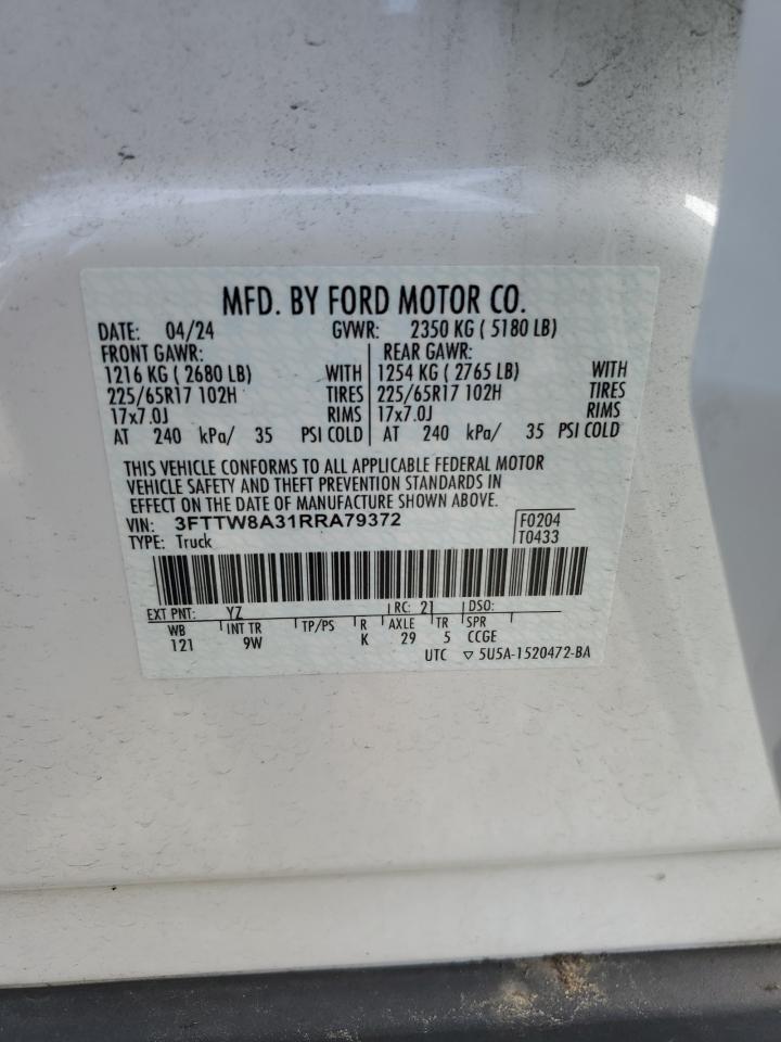 2024 Ford Maverick Xl VIN: 3FTTW8A31RRA79372 Lot: 66716935