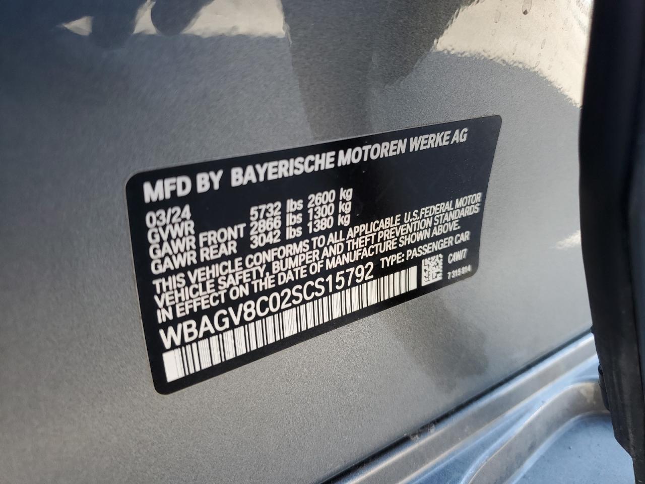 WBAGV8C02SCS15792 2025 BMW M850Xi