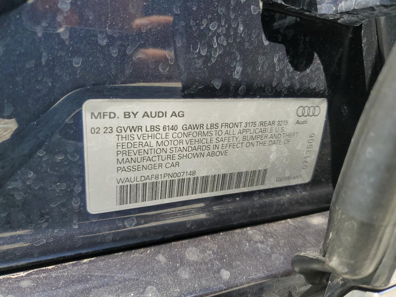 2023 Audi A8 L VIN: WAULDAF81PN007148 Lot: 66151125