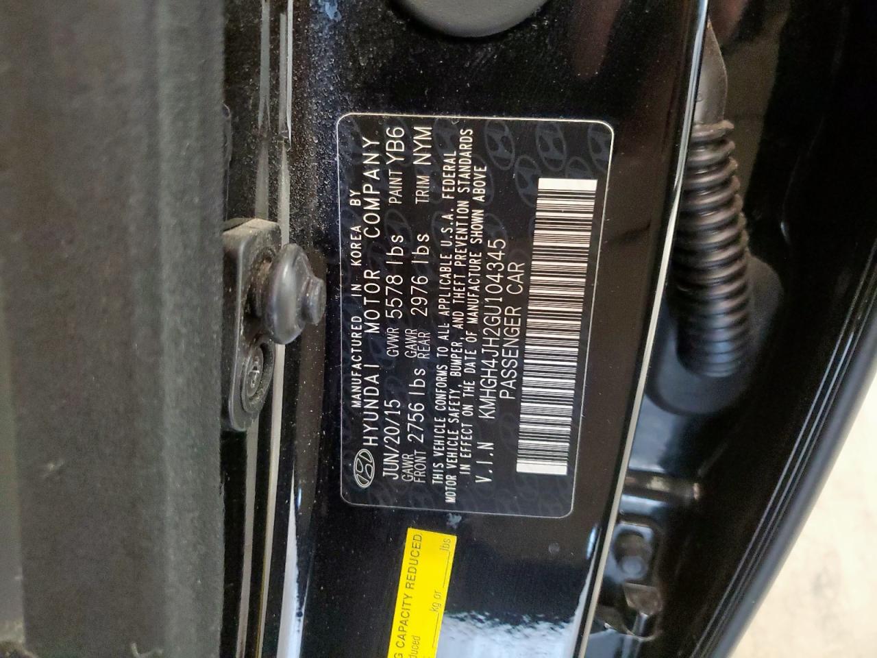 2016 Hyundai Equus Signature VIN: KMHGH4JH2GU104345 Lot: 70021525