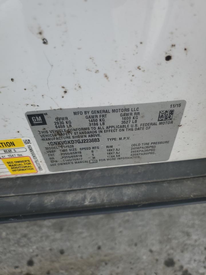 2016 Chevrolet Traverse Lt VIN: 1GNKVGKD7GJ223683 Lot: 68108655