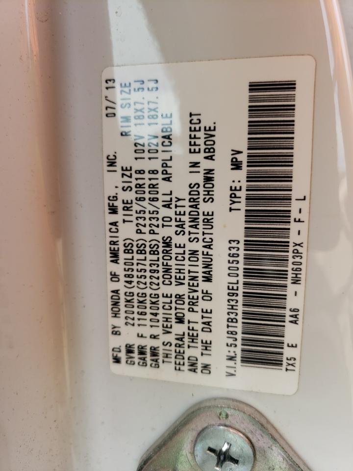 2014 Acura Rdx VIN: 5J8TB3H39EL005633 Lot: 67957545