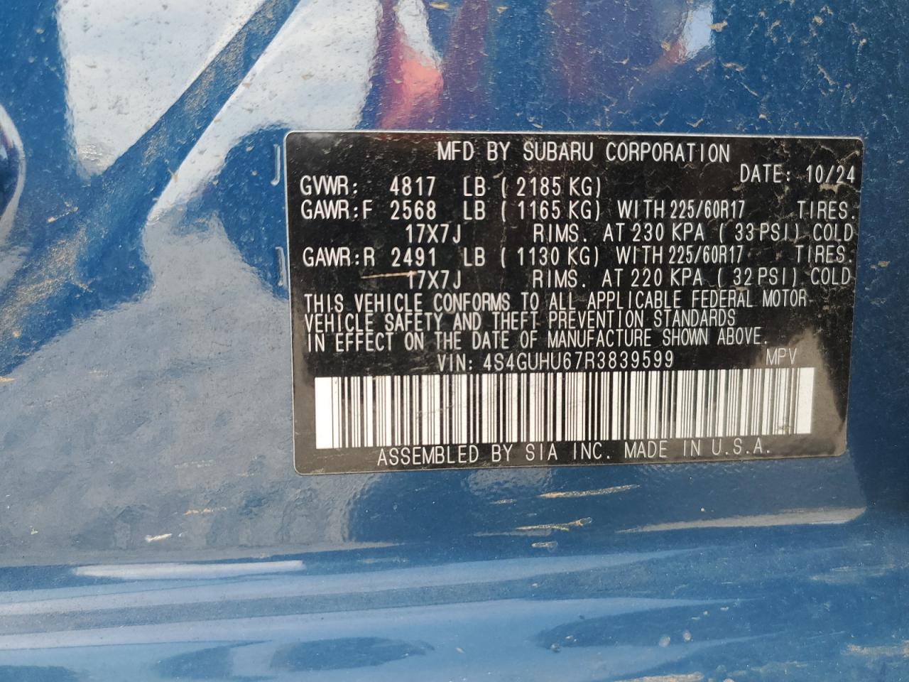 2024 Subaru Crosstrek Wilderness VIN: 4S4GUHU67R3839599 Lot: 70206525