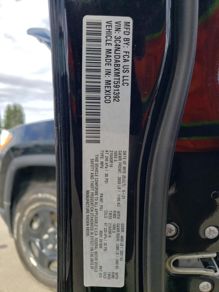 2021 Jeep Compass Sport VIN: 3C4NJDABXMT591392 Lot: 69105285