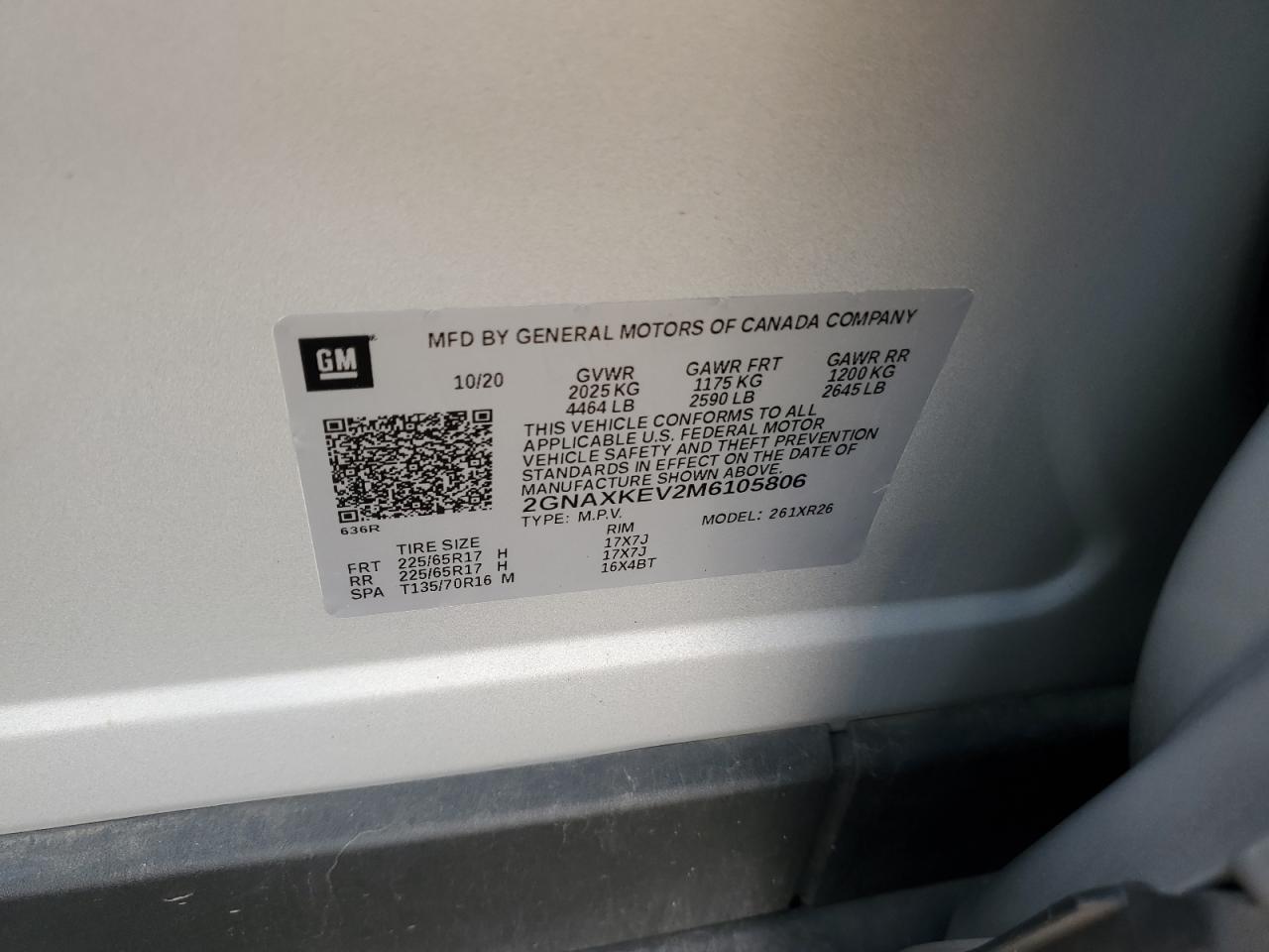 2021 Chevrolet Equinox Lt VIN: 2GNAXKEV2M6105806 Lot: 70528115