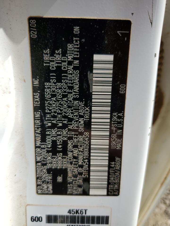 2008 Toyota Tundra Crewmax VIN: 5TFDV54198X056458 Lot: 70442855