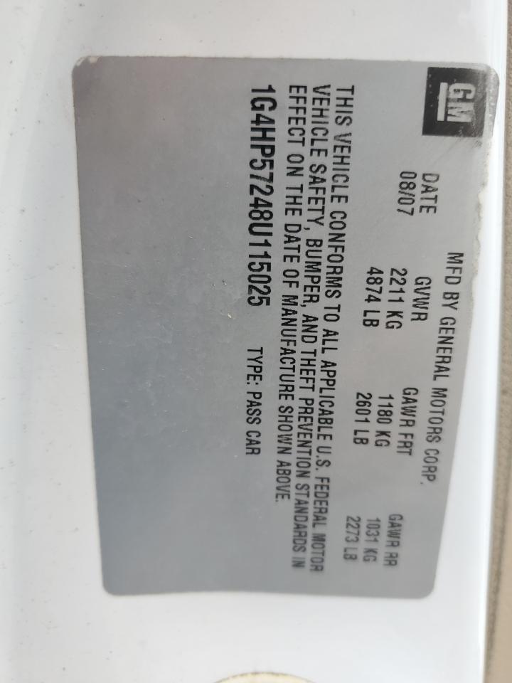 2008 Buick Lucerne Cx VIN: 1G4HP57248U115025 Lot: 69984925