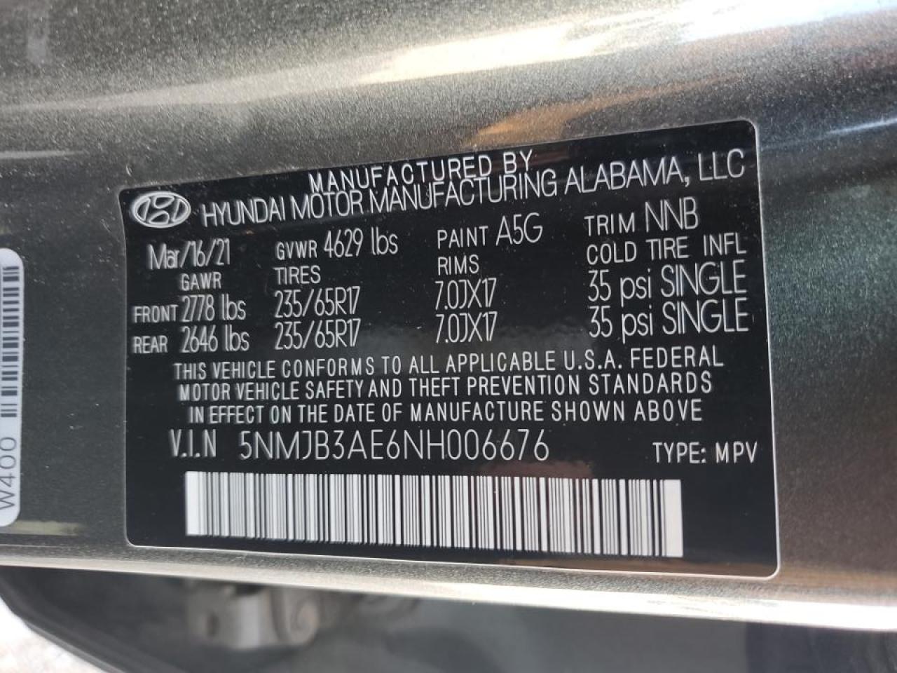 2022 Hyundai Tucson Sel VIN: 5NMJB3AE6NH006676 Lot: 69968515