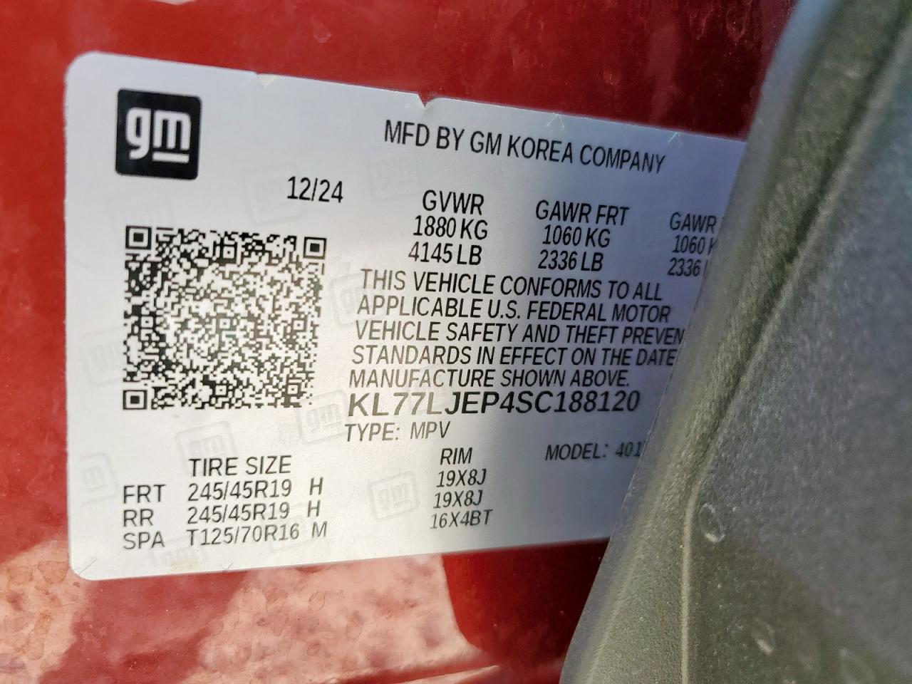 2025 Chevrolet Trax 2Rs VIN: KL77LJEP4SC188120 Lot: 70352655