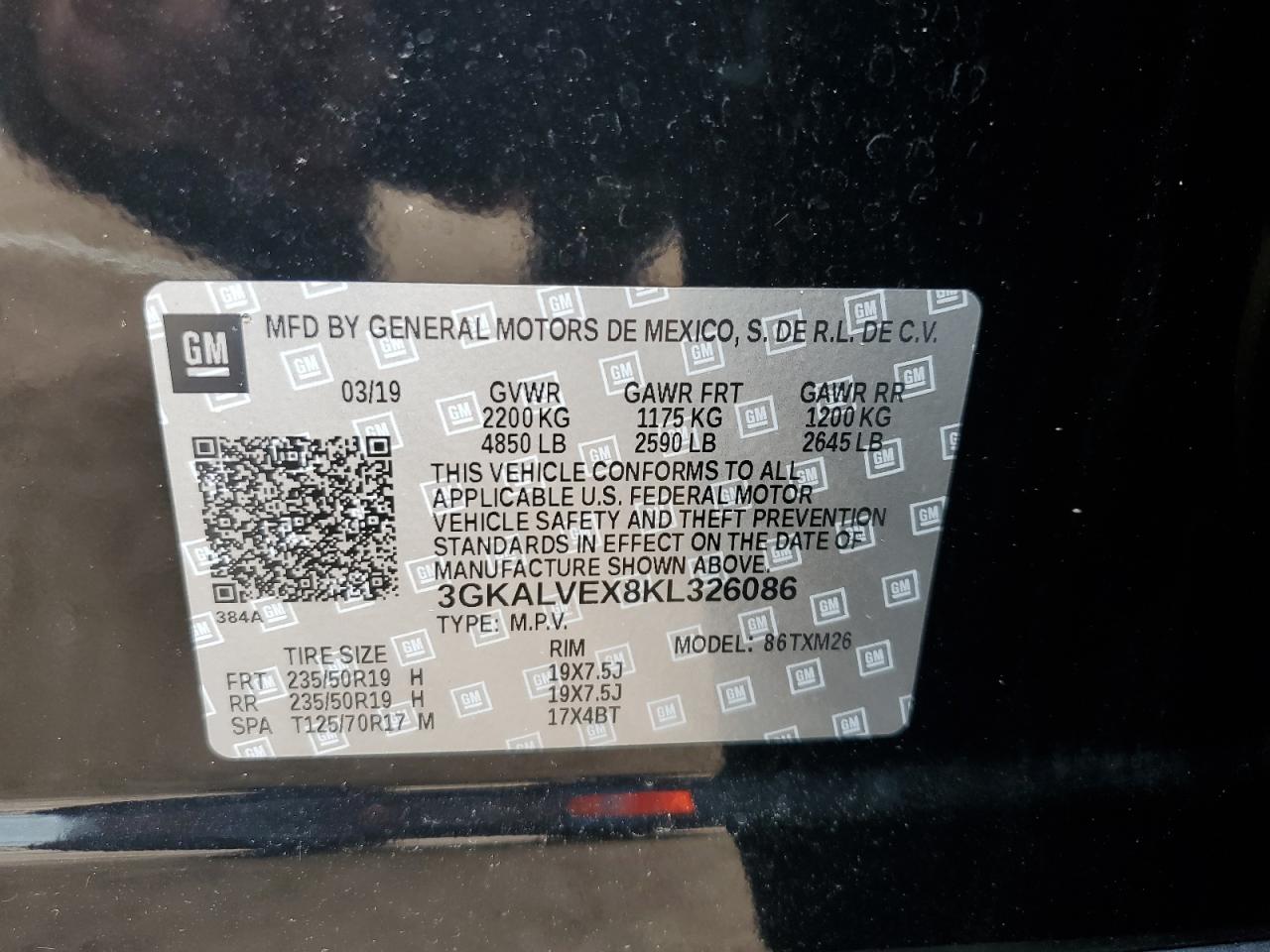 2019 GMC Terrain Slt VIN: 3GKALVEX8KL326086 Lot: 70516145