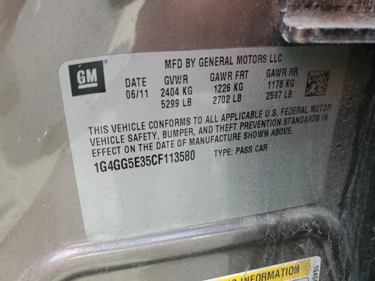 2012 Buick Lacrosse Premium VIN: 1G4GG5E35CF113580 Lot: 68949765