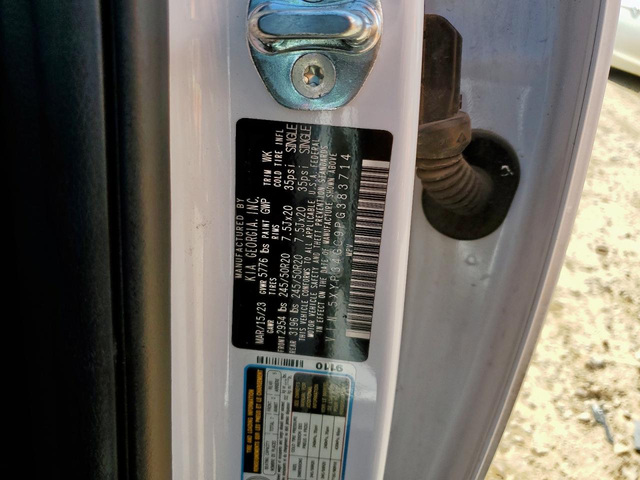 2023 Kia Telluride Ex VIN: 5XYP34GC9PG383714 Lot: 69060395