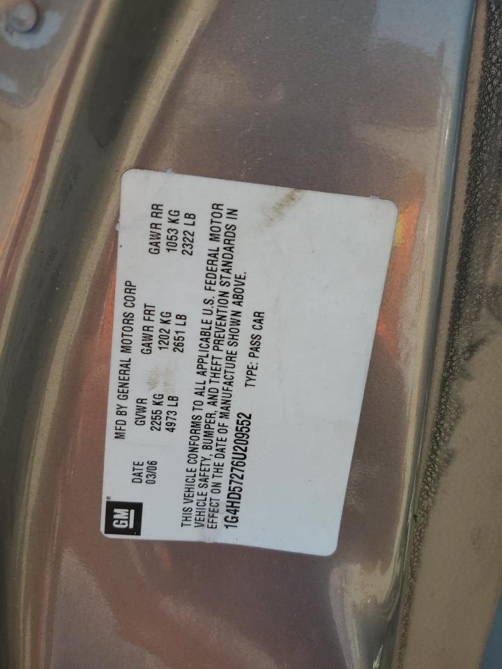 2006 Buick Lucerne Cxl VIN: 1G4HD57276U209552 Lot: 68768065