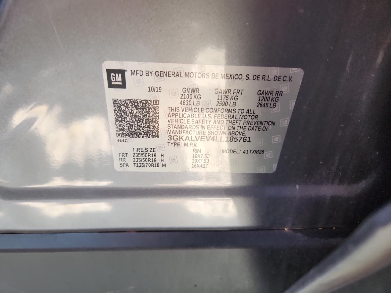2020 GMC Terrain Slt VIN: 3GKALVEV4LL185761 Lot: 68971145