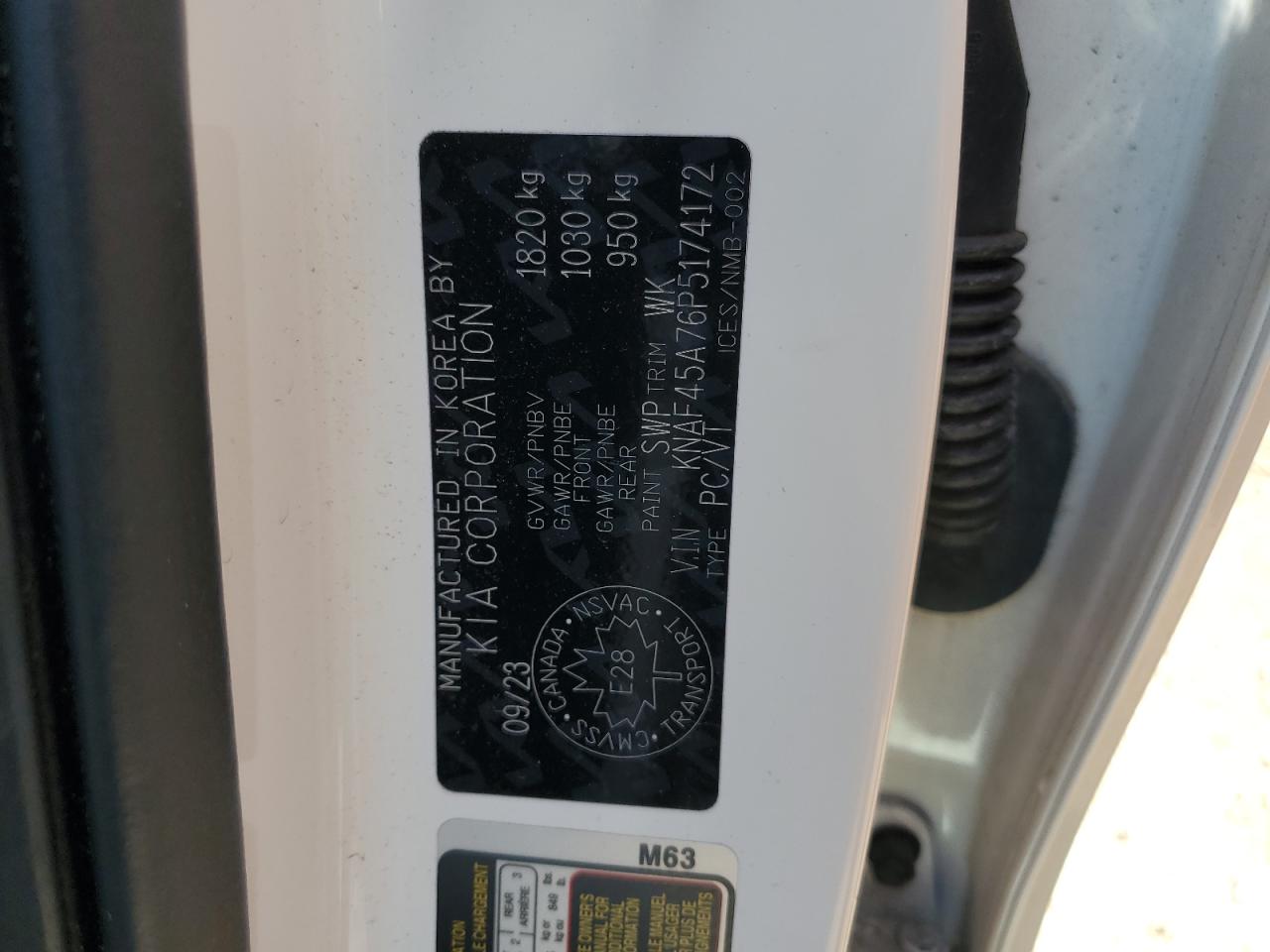 2023 Kia Forte Gt VIN: KNAF45A76P5174172 Lot: 70083645