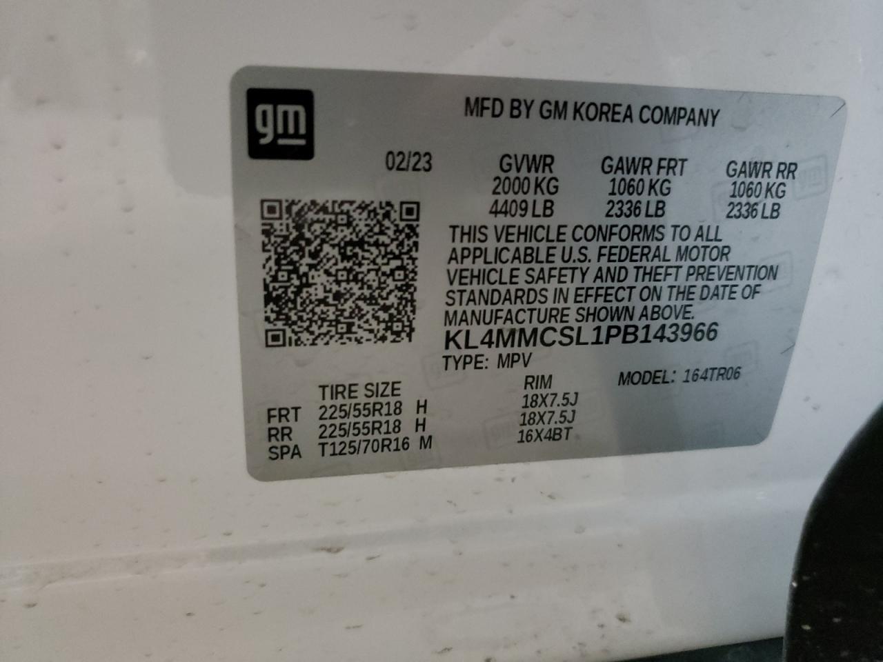 2023 Buick Encore Gx Preferred VIN: KL4MMCSL1PB143966 Lot: 65546035