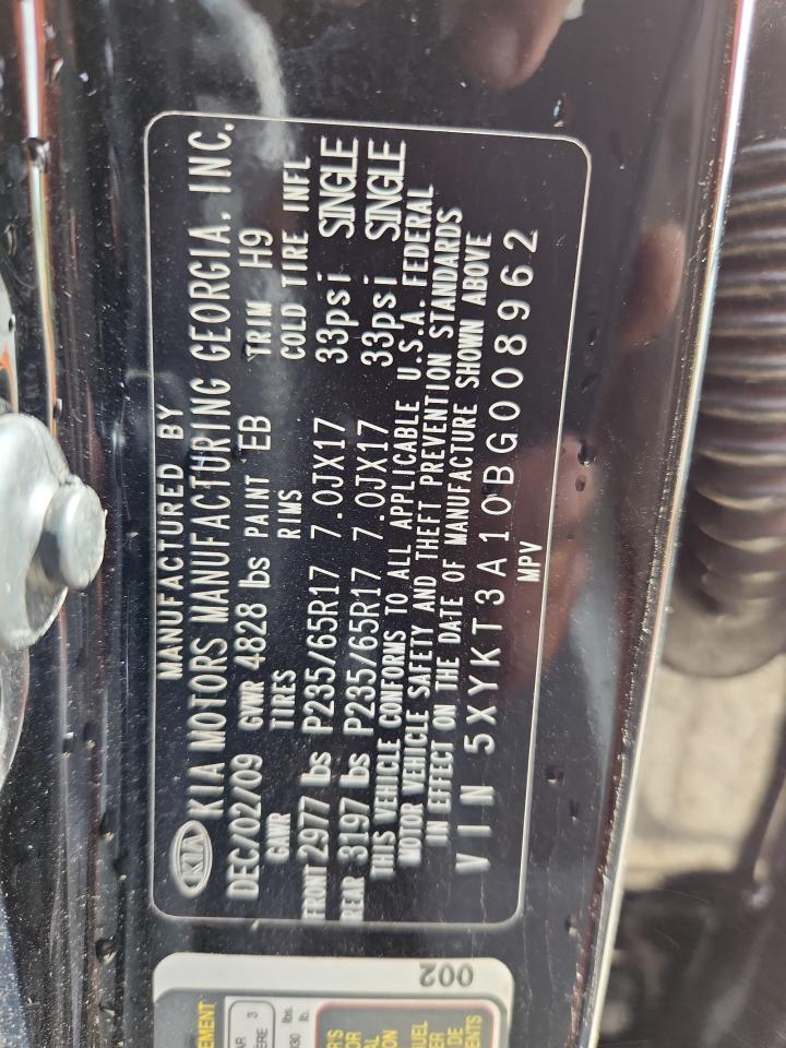 2011 Kia Sorento Base VIN: 5XYKT3A10BG008962 Lot: 70512865