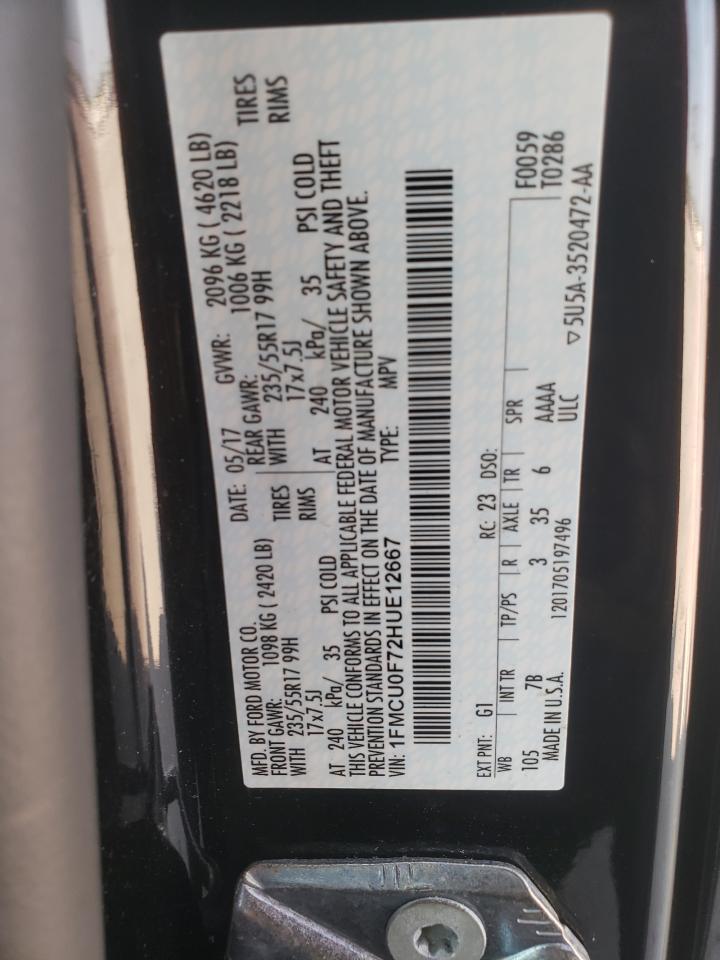 2017 Ford Escape S VIN: 1FMCU0F72HUE12667 Lot: 67434885