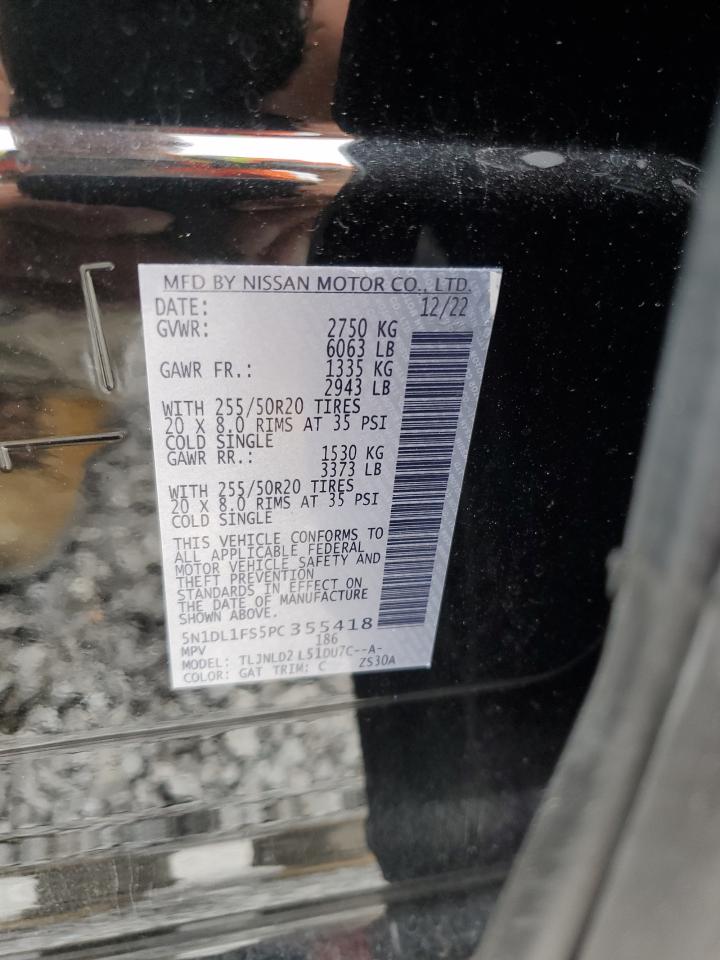2023 Infiniti Qx60 Luxe VIN: 5N1DL1FS5PC355418 Lot: 69850105