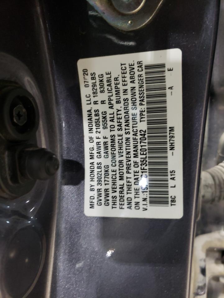 2020 Honda Civic Ex VIN: 19XFC1F35LE017042 Lot: 71005555