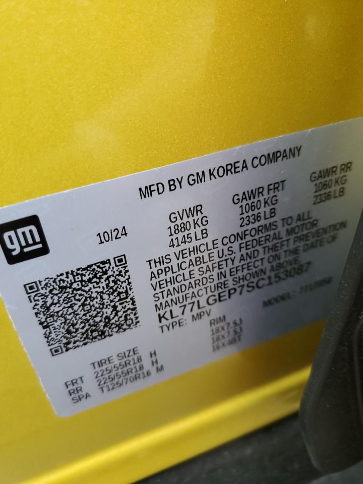 2025 Chevrolet Trax 1Rs VIN: KL77LGEP7SC153087 Lot: 67736405