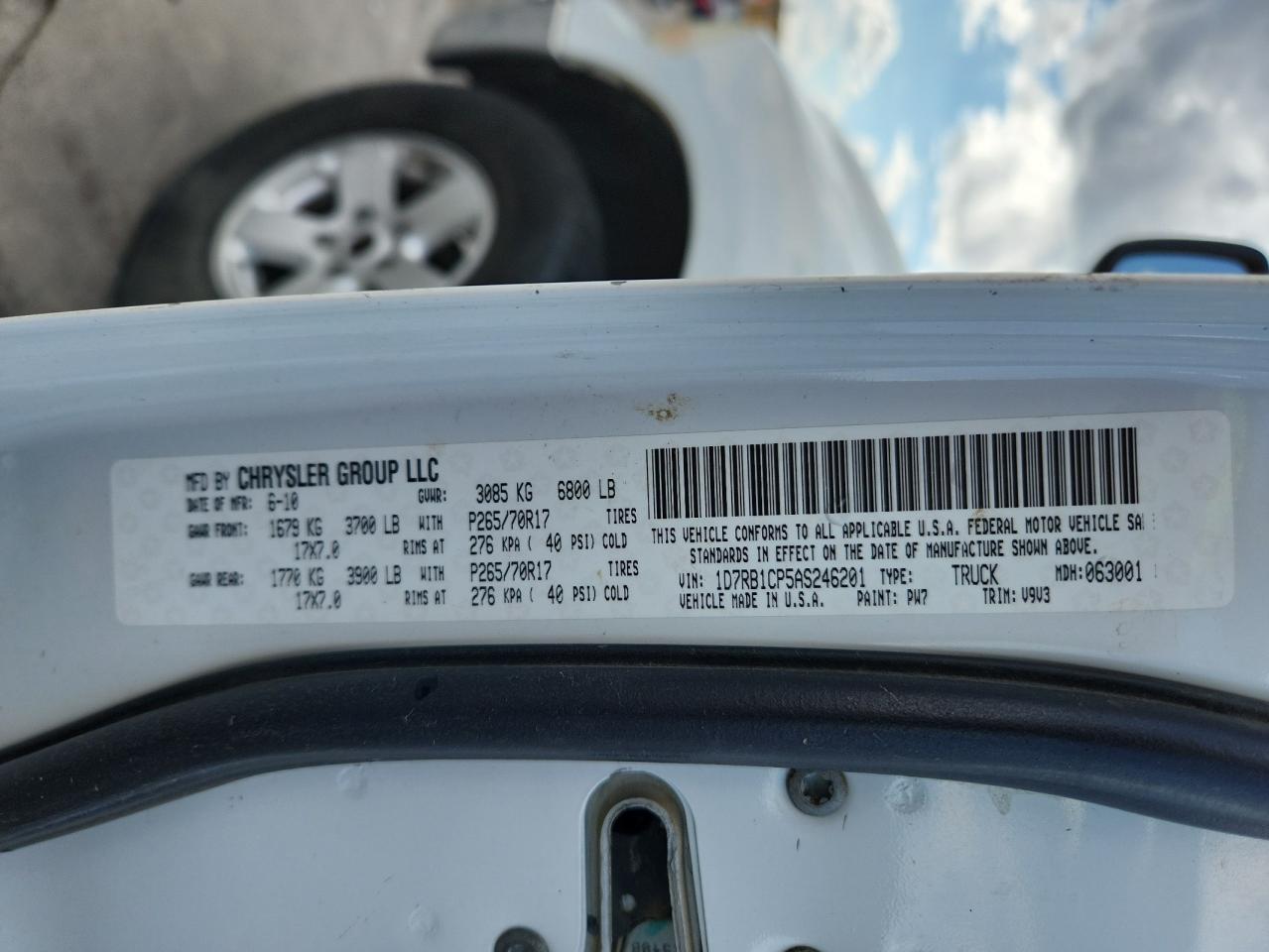 2010 Dodge Ram 1500 VIN: 1D7RB1CP5AS246201 Lot: 69120435