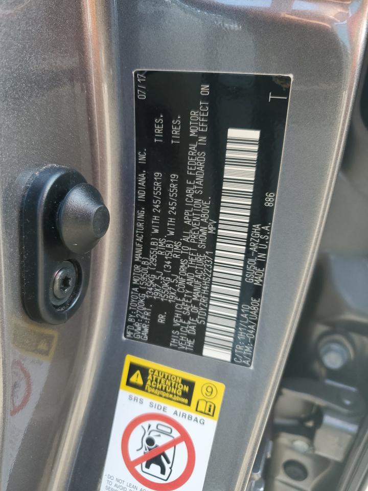 2017 Toyota Highlander Limited VIN: 5TDYZRFH4HS223371 Lot: 69426305