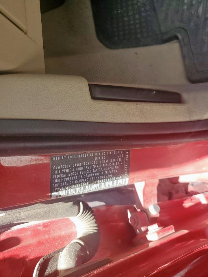 2013 Volkswagen Beetle VIN: 3VWJX7AT1DM647119 Lot: 68709155