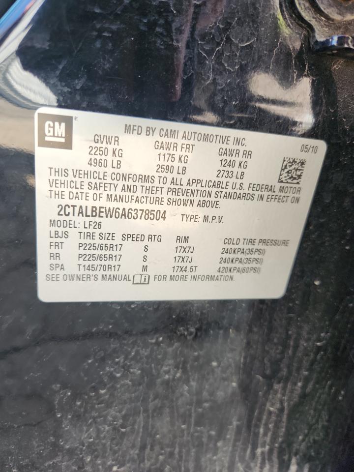 2010 GMC Terrain Sle VIN: 2CTALBEW6A6378504 Lot: 69059325