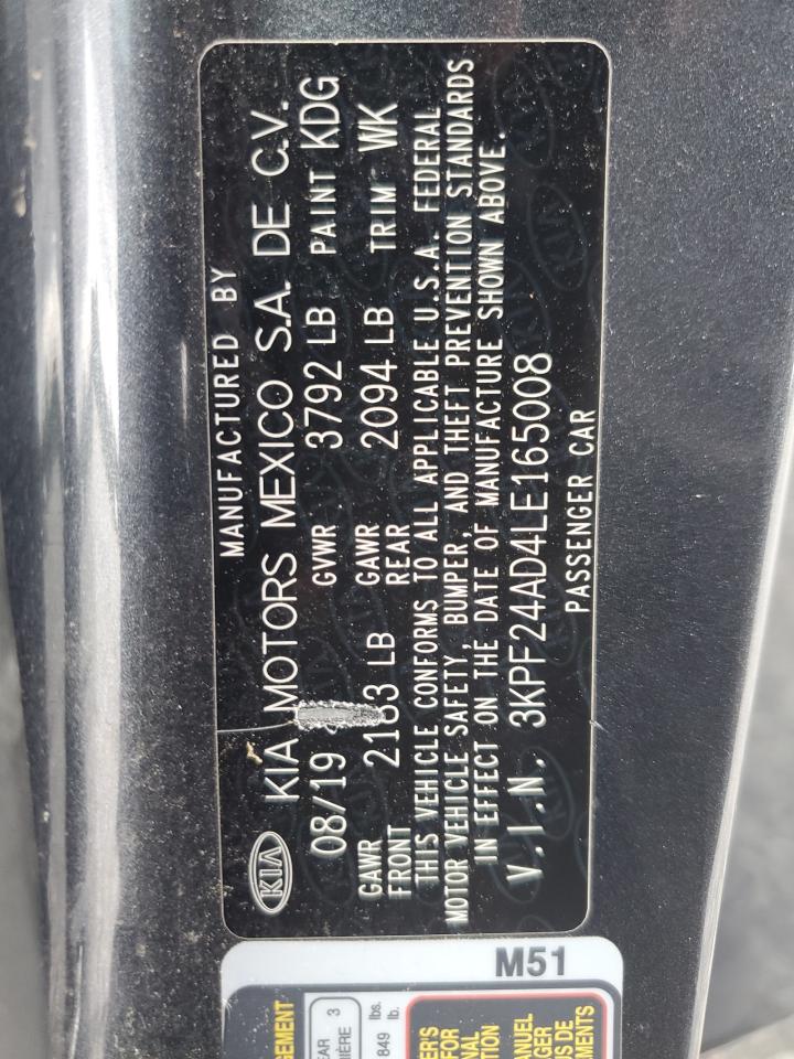 2020 Kia Forte Fe VIN: 3KPF24AD4LE165008 Lot: 68346195