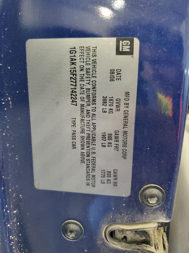 2007 Chevrolet Cobalt Ls VIN: 1G1AK15F277142247 Lot: 70013675