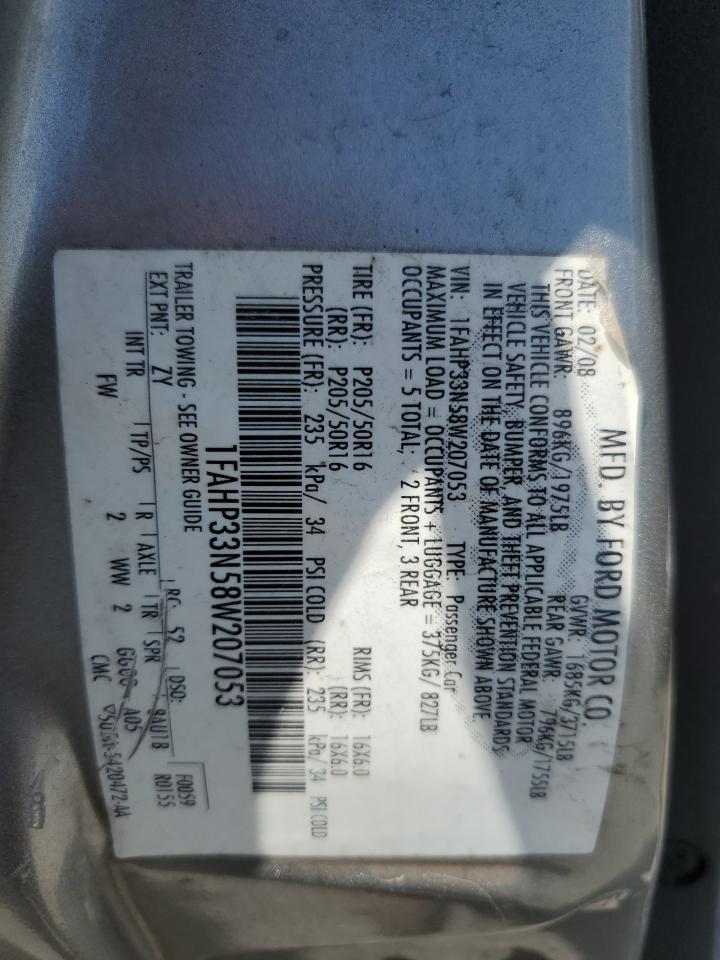 2008 Ford Focus Se VIN: 1FAHP33N58W207053 Lot: 69633925