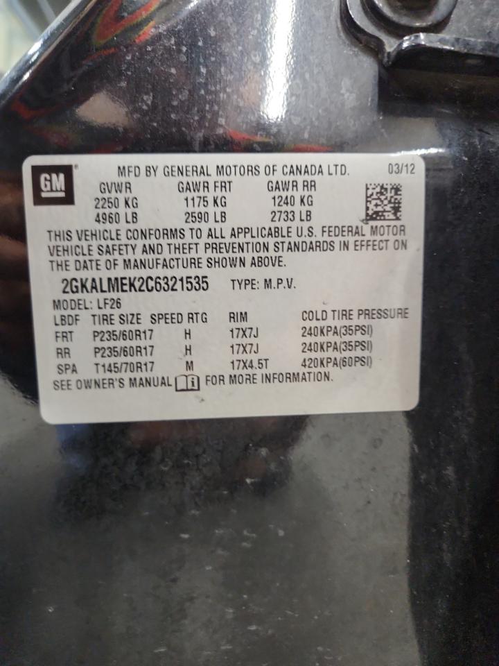 2012 GMC Terrain Sle VIN: 2GKALMEK2C6321535 Lot: 68688145