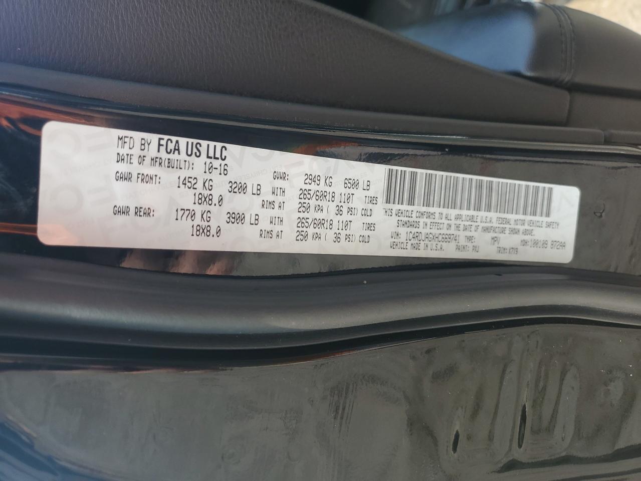 2017 Dodge Durango Sxt VIN: 1C4RDJAGXHC669741 Lot: 67287245