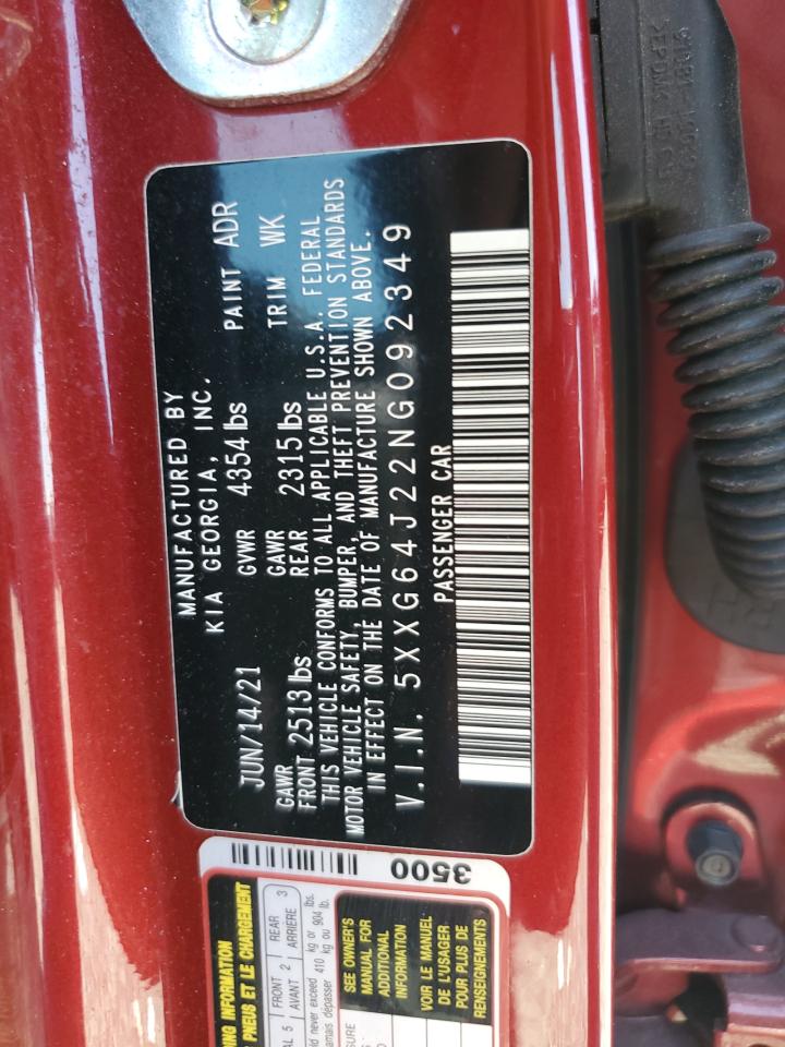 2022 Kia K5 Gt Line VIN: 5XXG64J22NG092349 Lot: 69963415