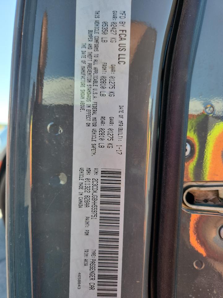 2017 Dodge Charger Sxt VIN: 2C3CDXJG8HH559751 Lot: 68732675