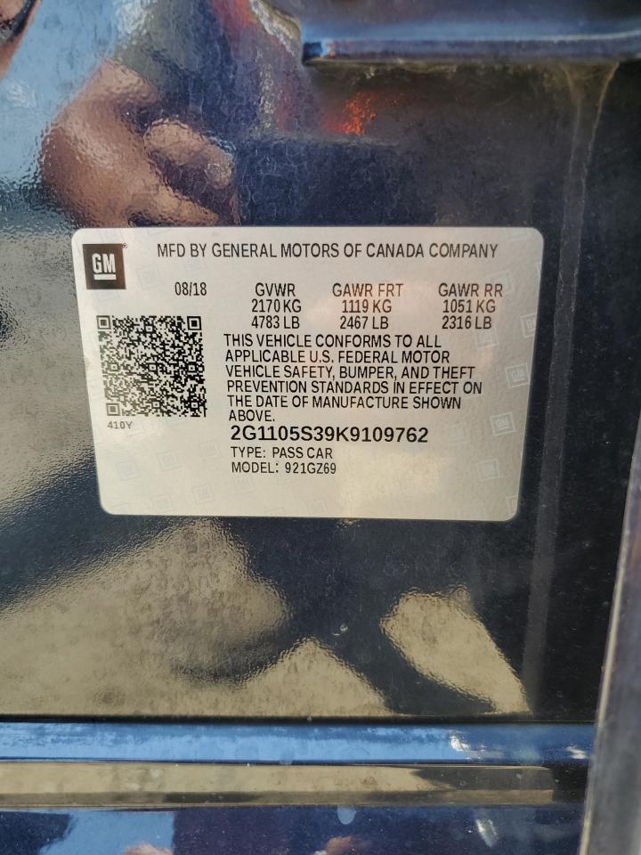 2019 Chevrolet Impala Premier VIN: 2G1105S39K9109762 Lot: 68007315