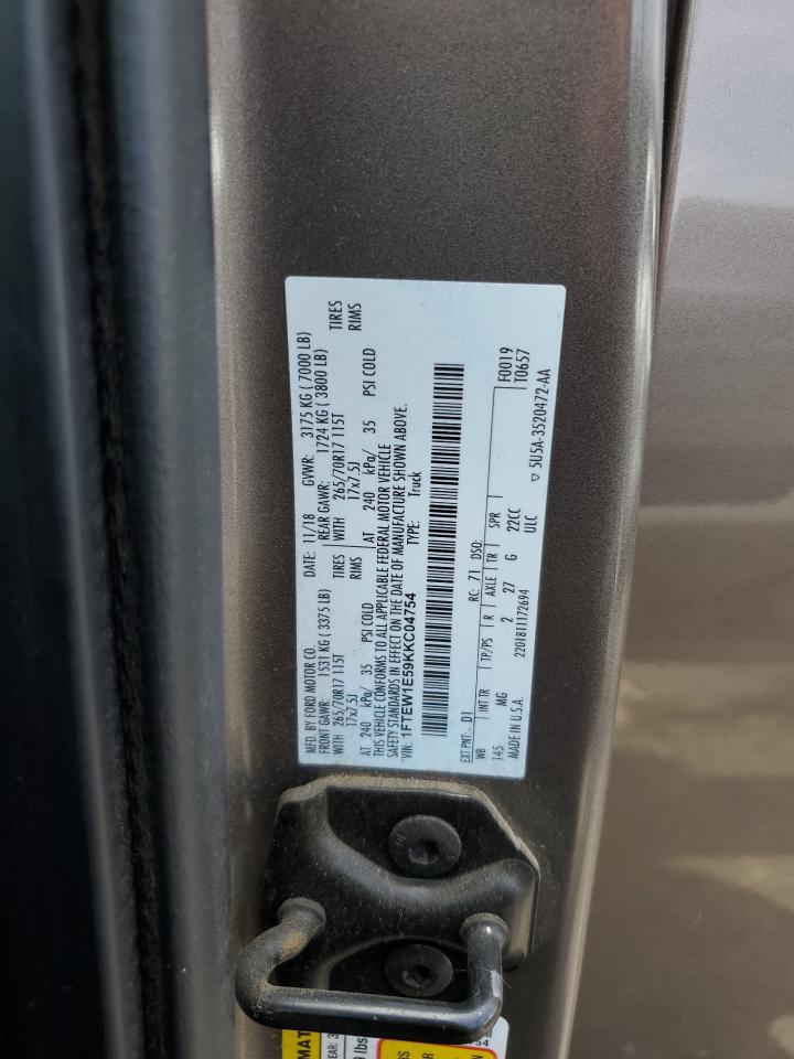 2019 Ford F150 Supercrew VIN: 1FTEW1E59KKC04754 Lot: 70186085