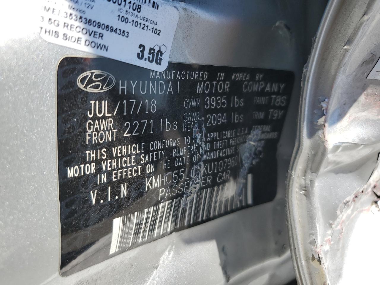 2019 Hyundai Ioniq Blue VIN: KMHC65LC9KU107960 Lot: 67567825