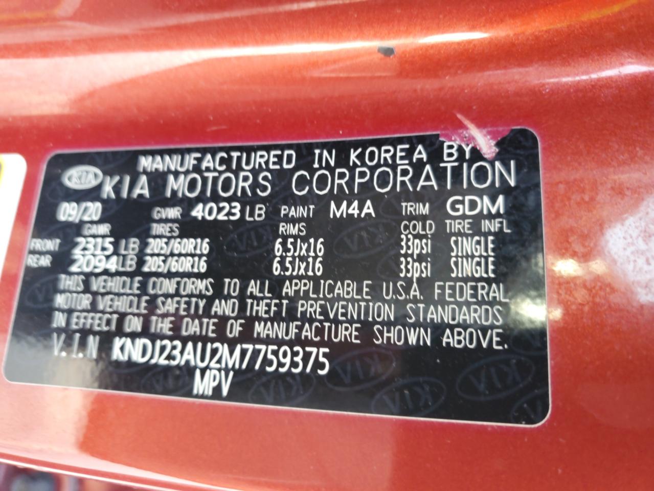 2021 Kia Soul Lx VIN: KNDJ23AU2M7759375 Lot: 68909185