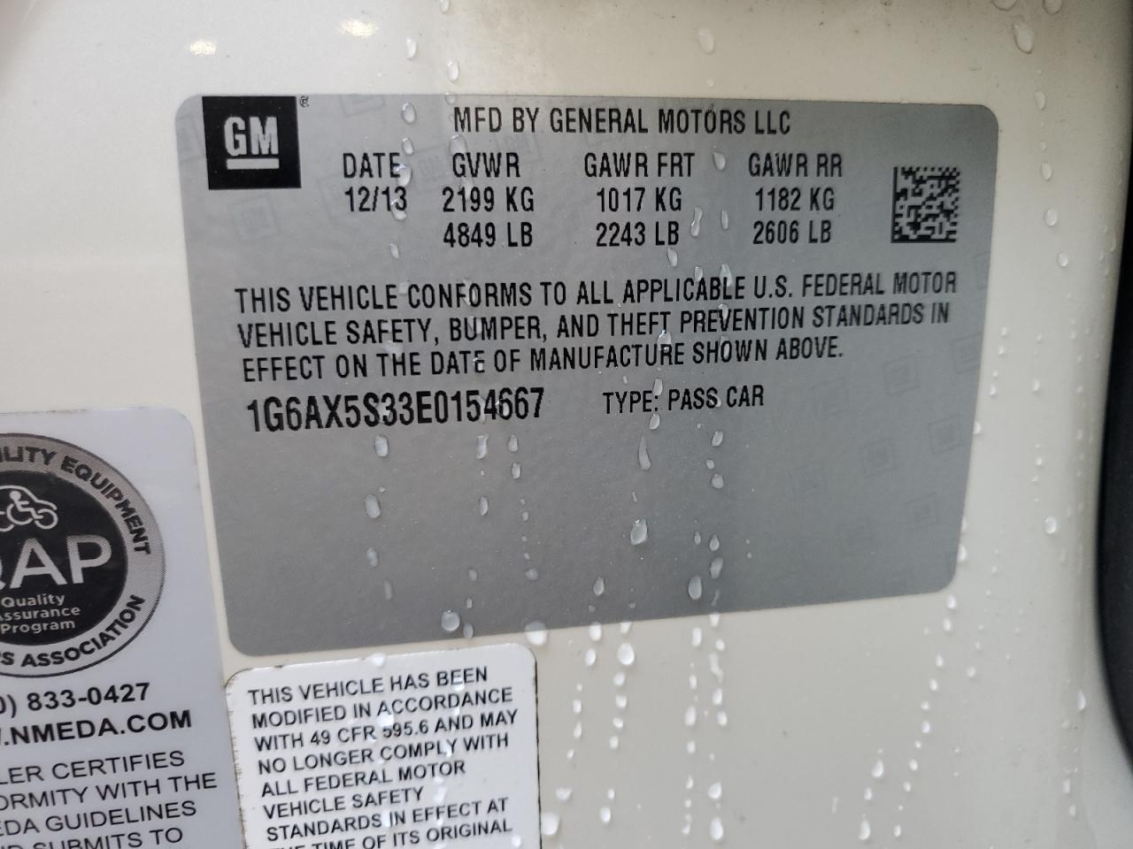 2014 Cadillac Cts Luxury Collection VIN: 1G6AX5S33E0154667 Lot: 70756505