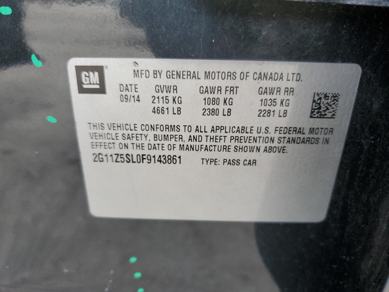 2015 Chevrolet Impala Ls VIN: 2G11Z5SL0F9143861 Lot: 65115155