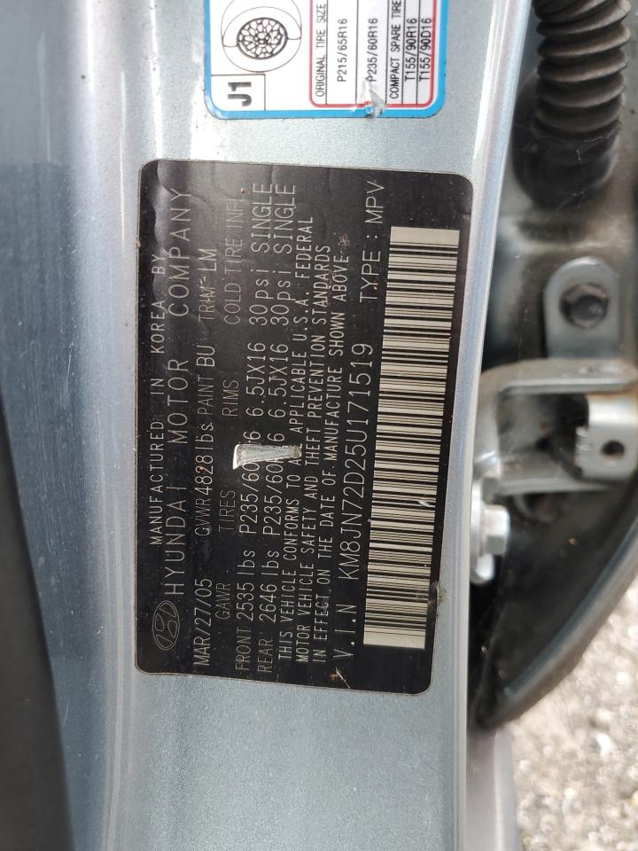 2005 Hyundai Tucson Gls VIN: KM8JN72D25U171519 Lot: 67669505