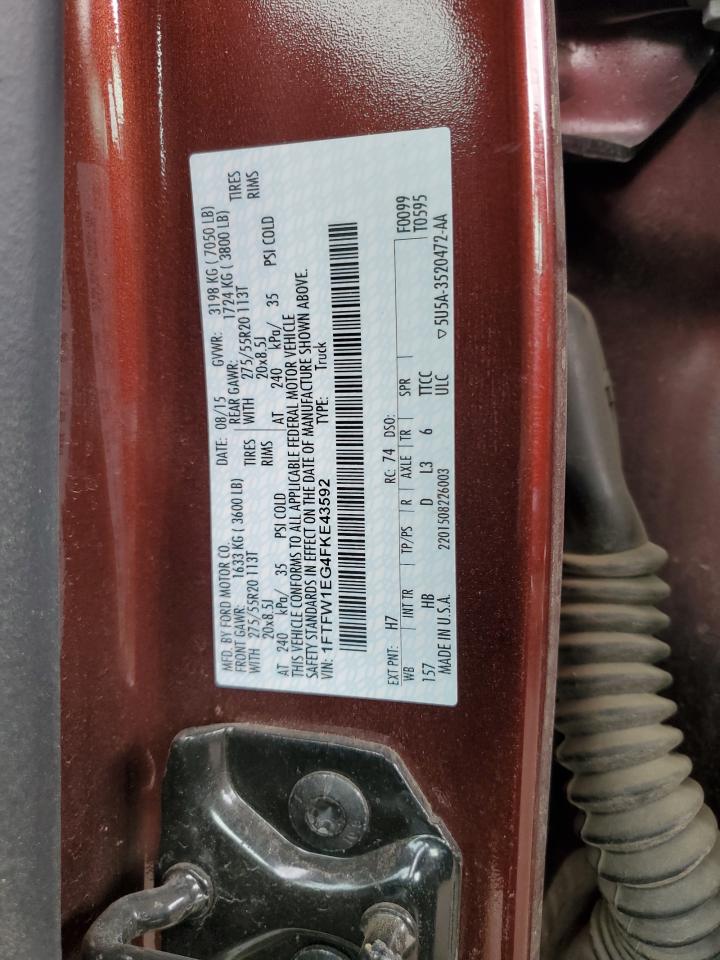 2015 Ford F150 Supercrew VIN: 1FTFW1EG4FKE43592 Lot: 70743305